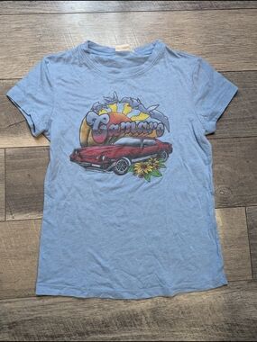 Y2k Mighty Fine Light Blue Camaro Graphic Vintage Tee